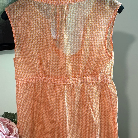 J Crew Women’s Size 6 Orange Sheer Top With Little Pineapples - Picture 3 of 6